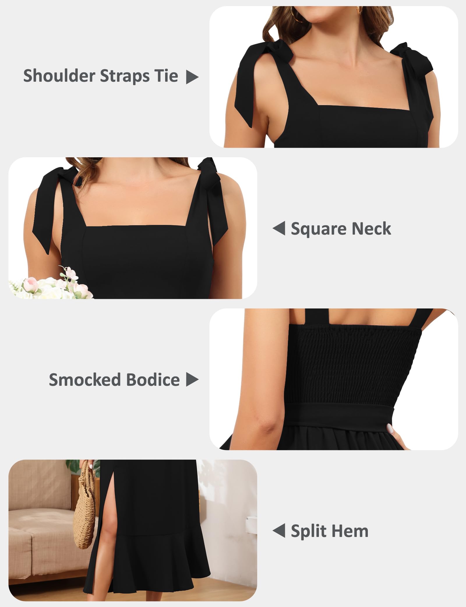 Royal Matrix Women's Midi Dress for Wedding Guest - Square Neck Semi Formal Cocktail Party Dress with Side Slit | Perfect for Bridesmaid, Evening Events & Special Occasions