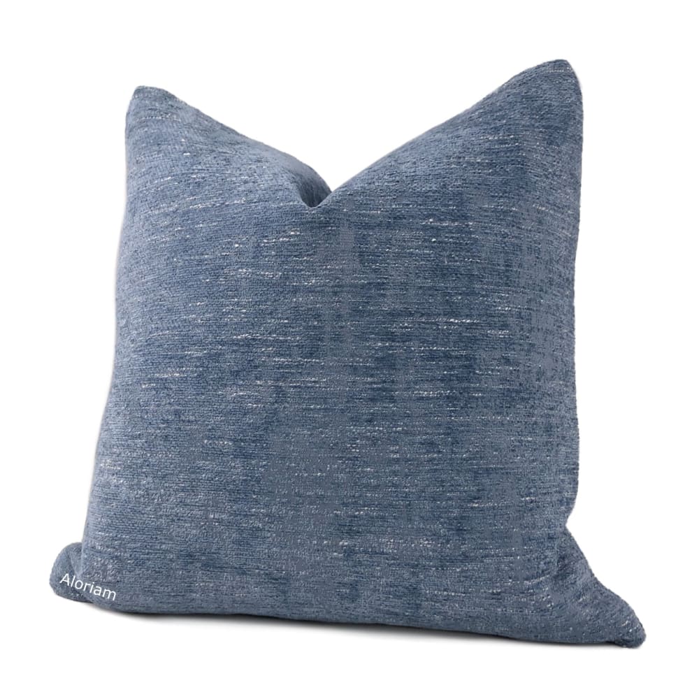 Knox Stonewash Blue Slub Textured Chenille Pillow Cover - Soft Decorative Throw Pillow Case for Sofa, Bed & Couch (Fabric by the Yard Option Available) - Perfect for Living Room, Bedroom & Home Decor