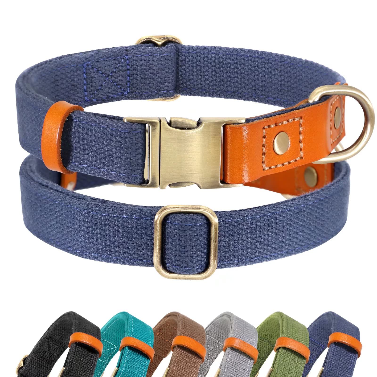 Durable Adjustable Dog Collar with Metal Buckle for Small Medium Large Dogs - Navy Blue - Perfect for Daily Walks, Training & Outdoor Adventures
