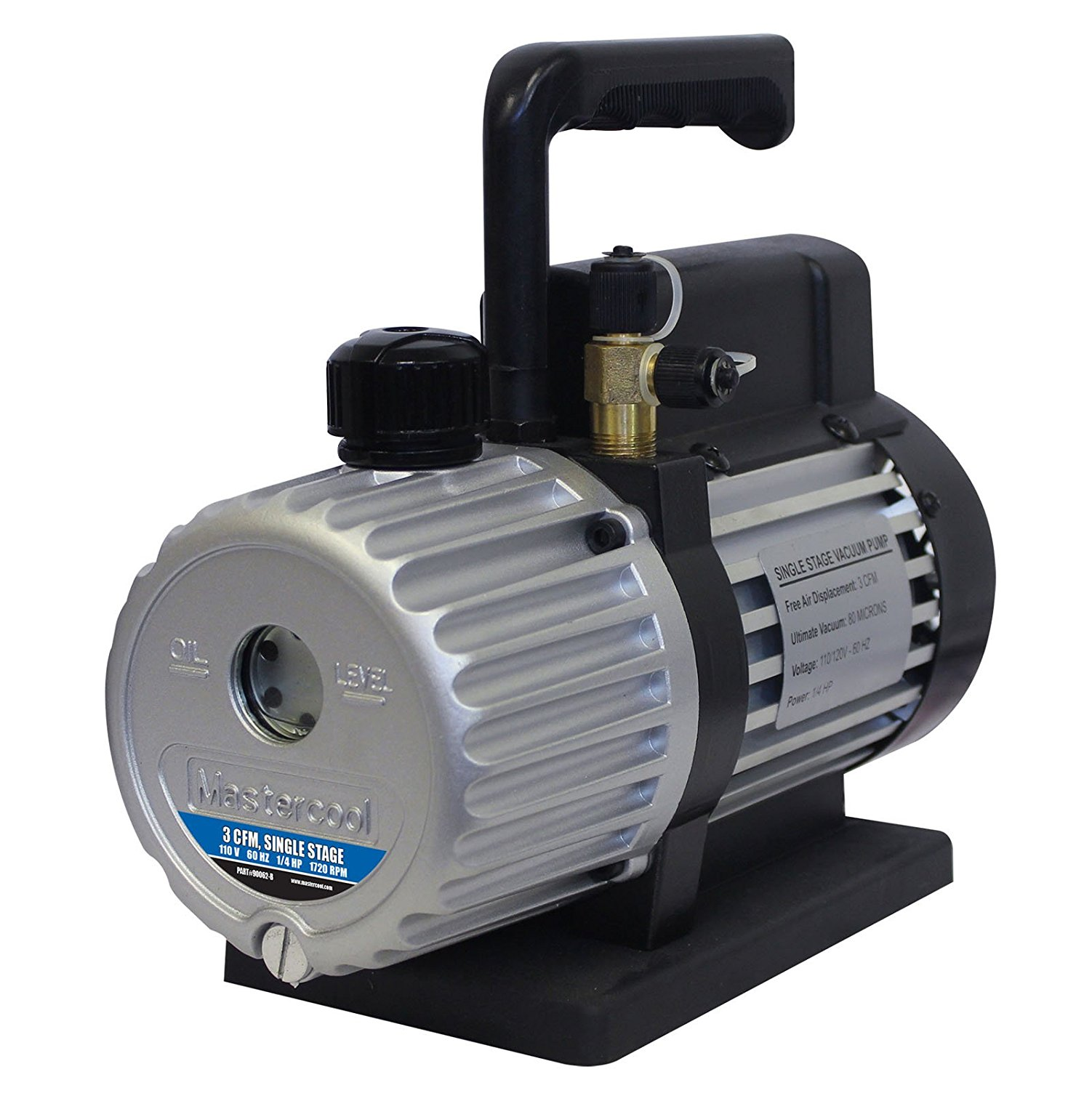 Mastercool 90062 B Single Stage 3 CFM Vacuum Pump - HVAC Refrigeration AC Repair Tool for Automotive & Home Use