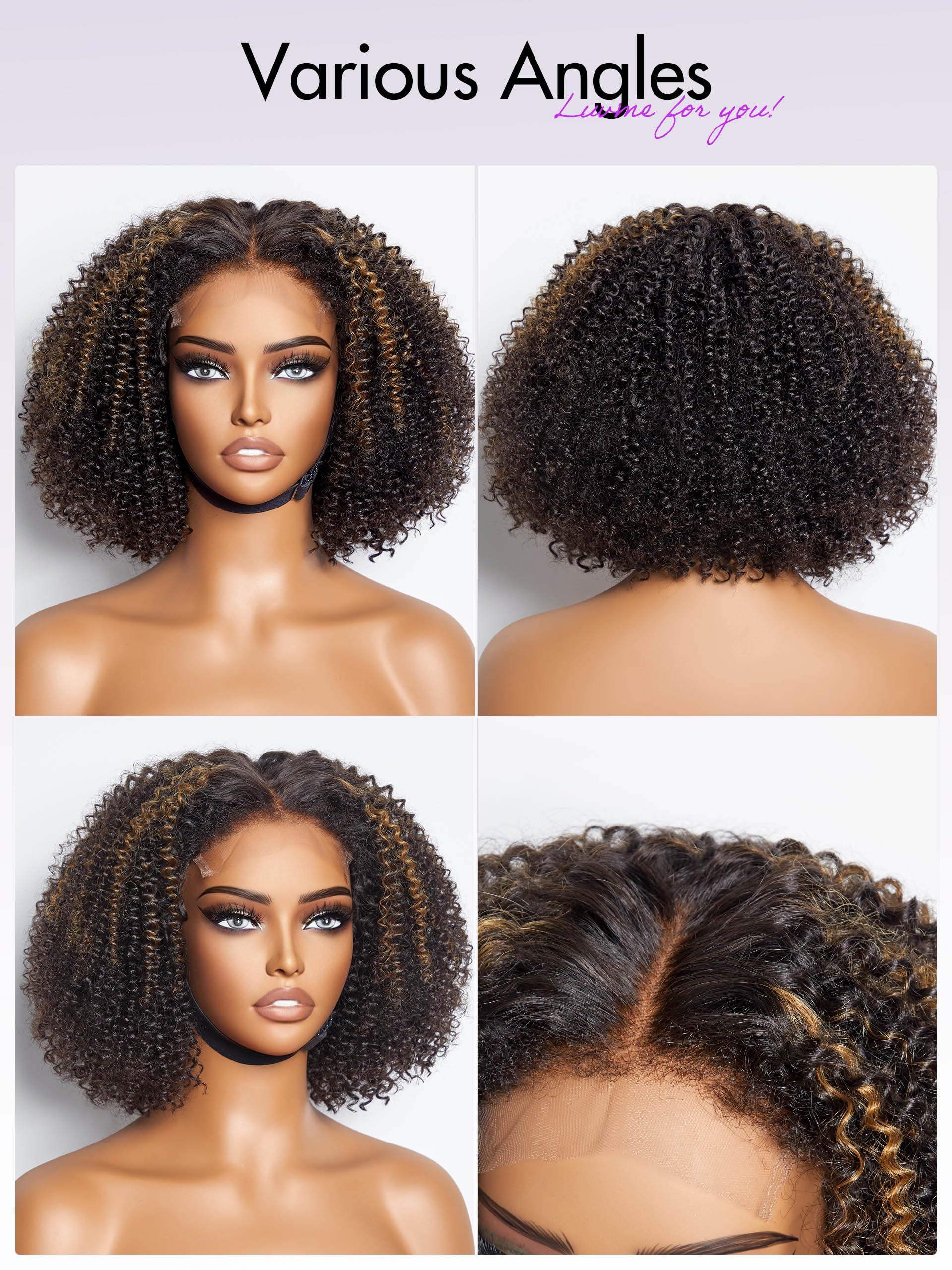 LUVME HAIR 12 Inch 4C Kinky Curly Human Hair Wig with HD Lace 5x5 Glueless Closure | Pre-Plucked Middle Part Short Afro Curl Wig for Black Women | Perfect for Daily Wear, Cosplay & Protective Styling