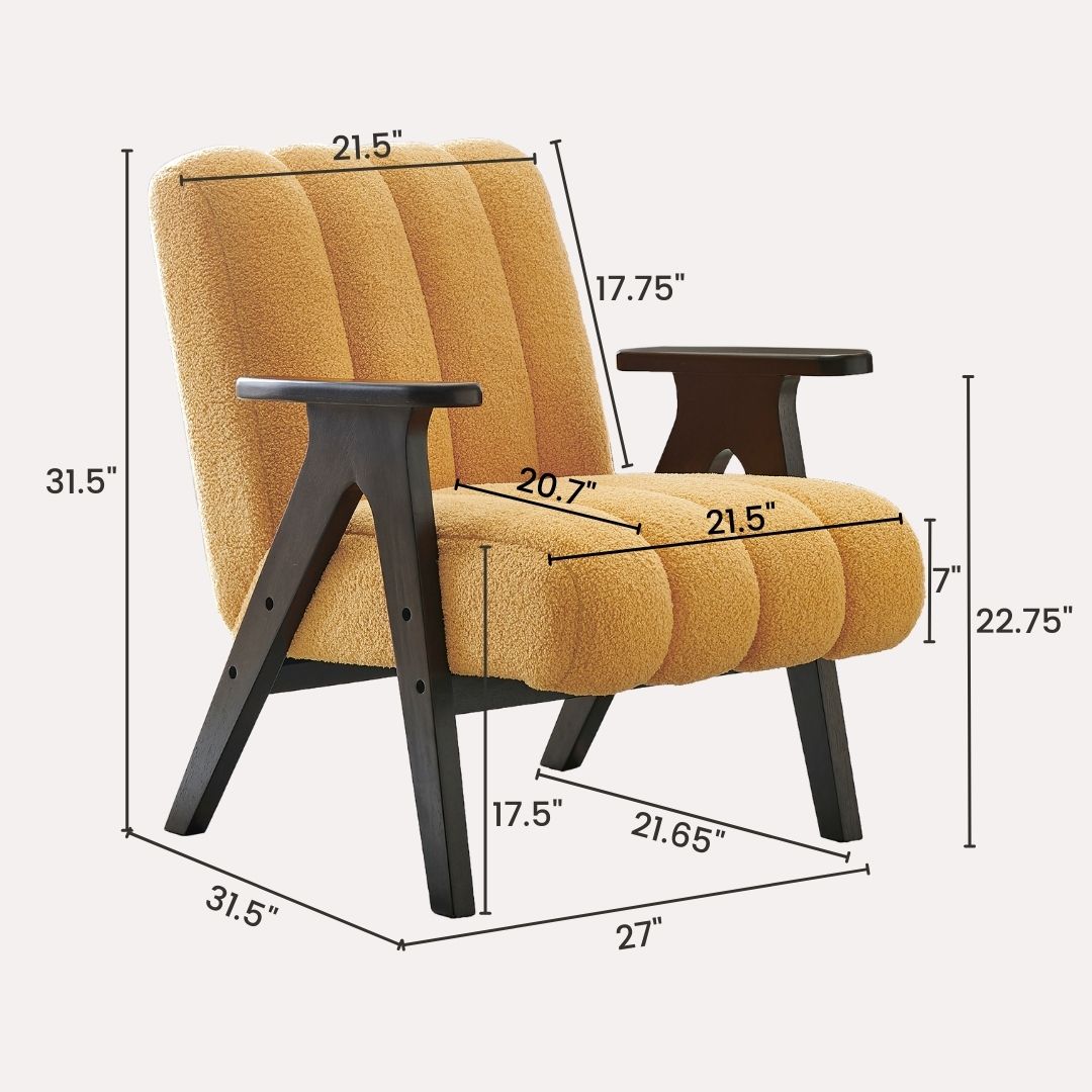 Roundhill Furniture Rella Modern Accent Chair with Espresso Wood Frame - Stylish Living Room Seating for Home Office, Lounge & Bedroom Decor