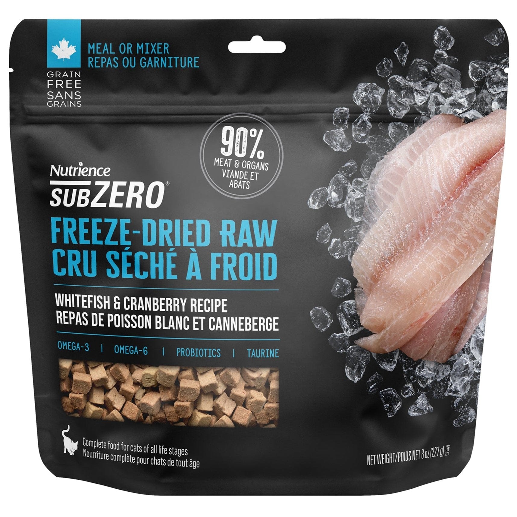Nutrience SubZero Freeze-Dried Raw Whitefish & Cranberry Cat Food - Grain-Free High Protein for Indoor & Outdoor Cats - Perfect for Travel, Training & Treats