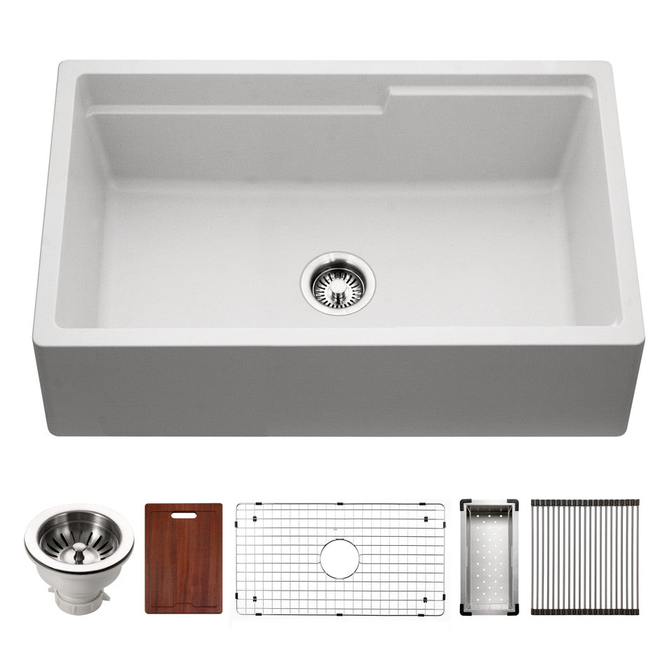 Houzer Quartztone Granite Workstation Kitchen Sink in Cloud White - 33