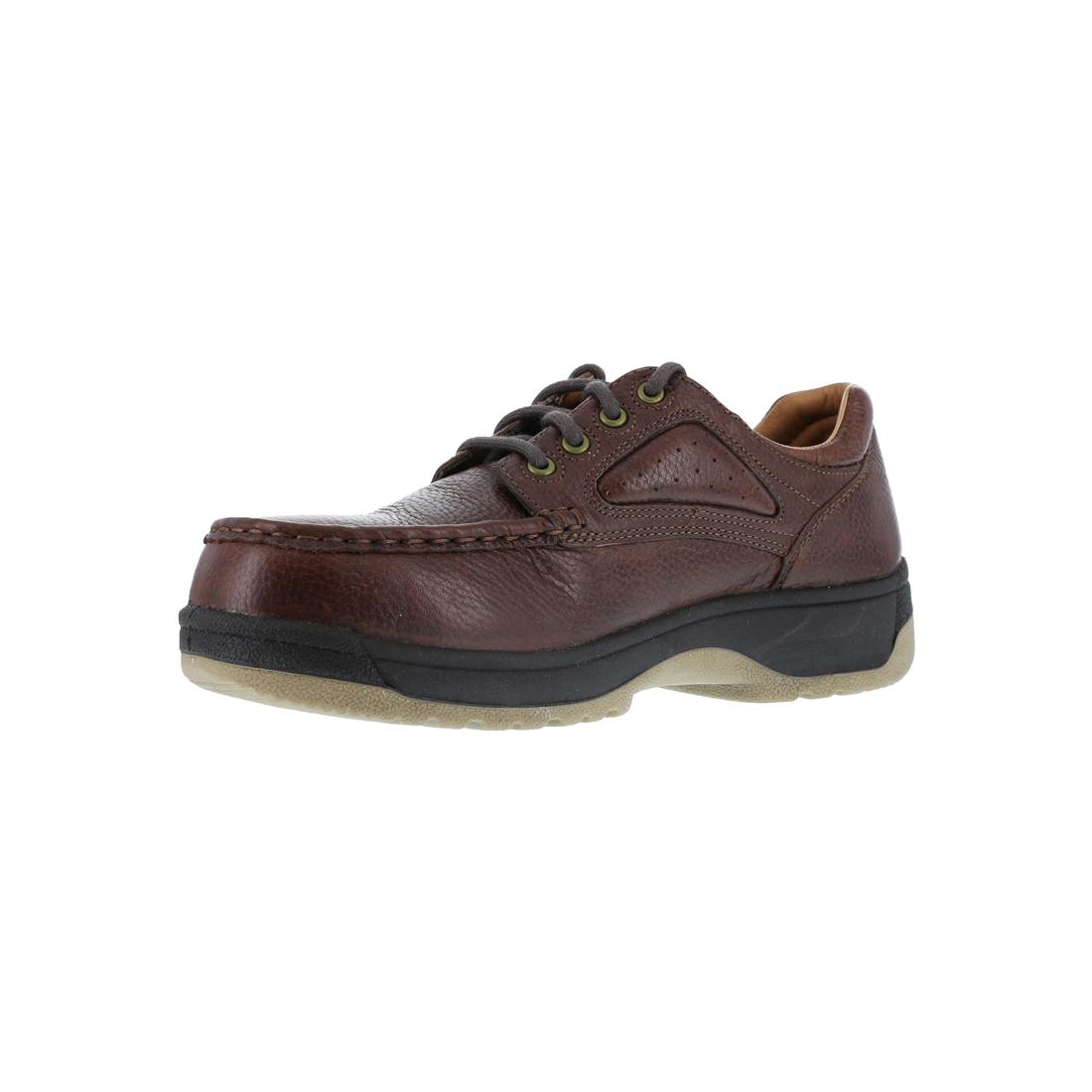 Compadre Composite Toe Oxford Work Shoes for Men - Slip Resistant & Comfortable Safety Shoes, Dark Brown - Ideal for Construction, Warehouse & Industrial Work