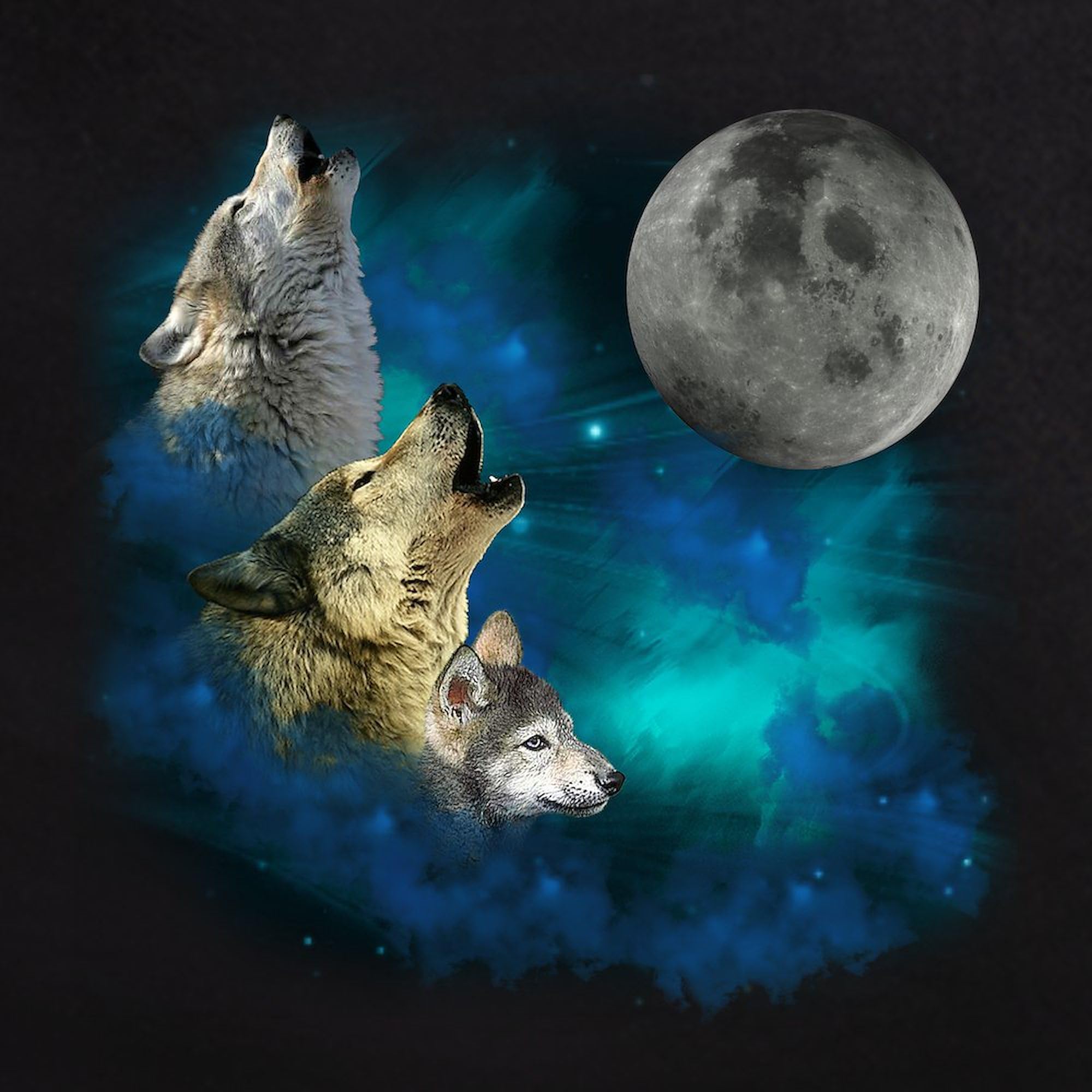 Northern Lights Wolf Family Moon Men's Dark Pajama Set - Cozy & Comfortable Sleepwear for Men - Perfect for Winter Nights, Lounging & Gifts