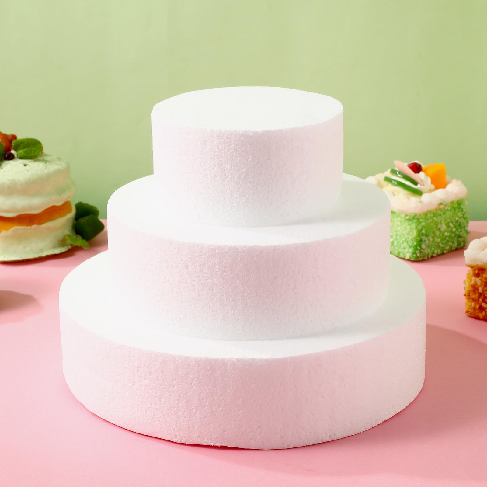 Ciieeo 3-Pack Foam Cake Dummies Circles for Wedding & Birthday Cake Decorating - Perfect for Bakeries, DIY Cake Design, and Professional Pastry Chefs