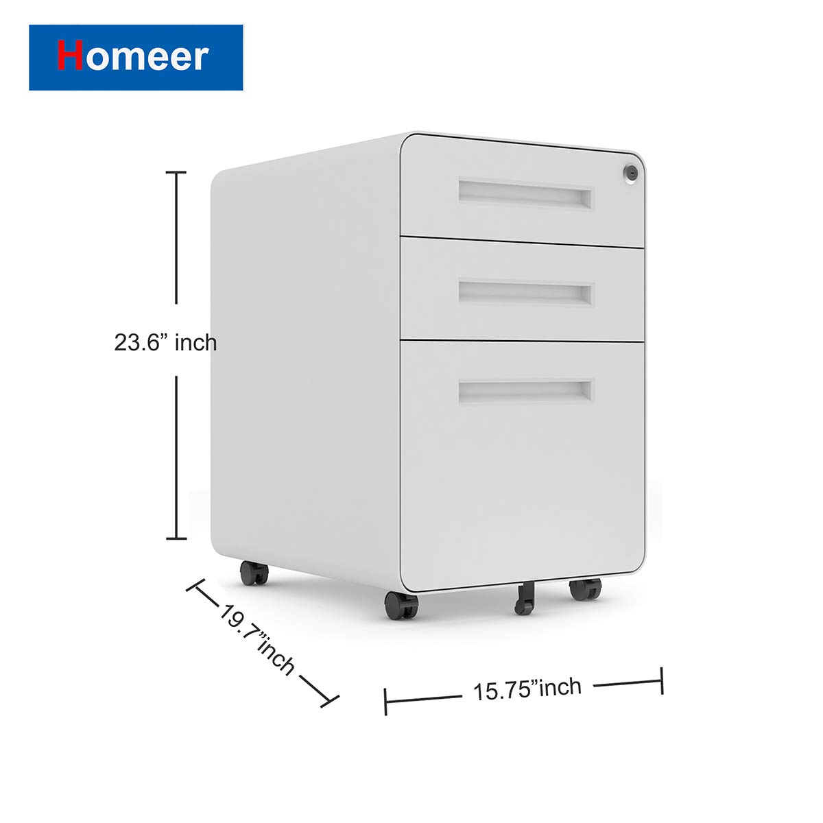 2-Drawer Mobile File Cabinet with Lock - Rolling Office Storage Organizer Under Desk, Metal Filing Cabinet with Wheels for Legal, Letter & A4 Size Files (White) - Perfect for Home Office, Classroom & Small Business Organization