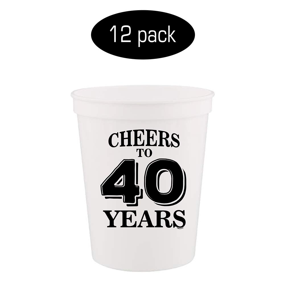 40th Birthday Party Stadium Cups - Cheers To 40 Years Plastic Drinking Cups for Women, Best Friend Gifts & Party Decorations - Perfect for Birthday Celebrations, Girls Night Out, and Special Occasions