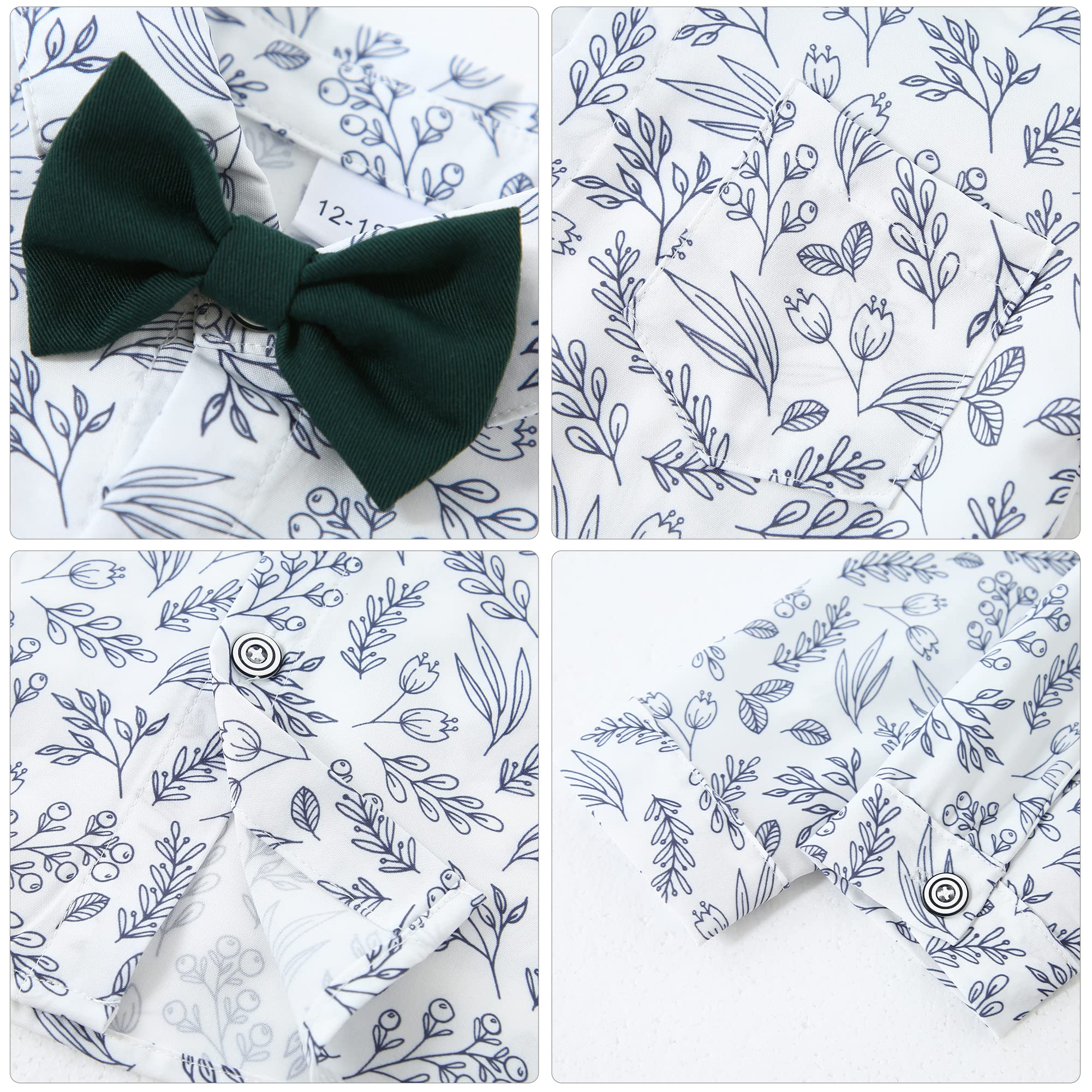 YALLET Toddler Baby Boy Formal Suit Set - Wedding Outfit with Dress Shirt, Bow Tie, Vest, Boutonniere & Suspenders | Perfect for Weddings, Christenings & Special Occasions