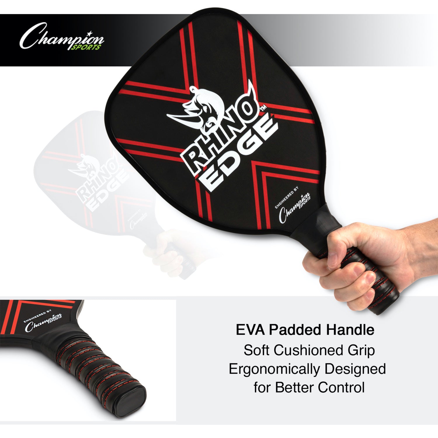 Champion Sports Rhino Pickleball Edge 2 Player Set - Premium Pickleball Paddles & Balls for Outdoor & Indoor Play - Perfect for Beginners & Recreational Players