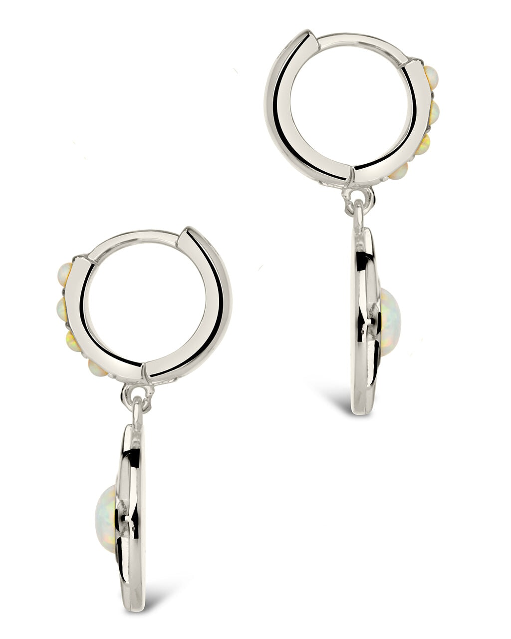 Sunni Opal Disk Micro Hoop Earrings - Dainty Gold Plated Opal Stud Earrings for Women, Perfect for Everyday Wear & Special Occasions