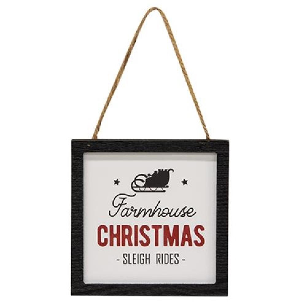 Farmhouse Christmas Sleigh Rides Framed Ornament - Rustic Holiday Decor for Tree, Mantel & Gift Giving - Perfect for Cozy Winter Home Decor