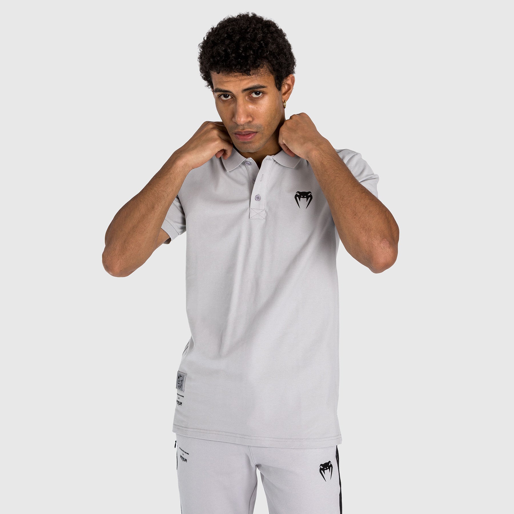 Venum x Dodge Demon 170 Men's Performance Polo Shirt - Breathable Quick-Dry Grey Athletic Shirt for Gym, Workout & Casual Wear