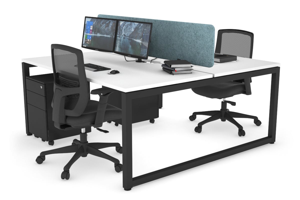 Quadro Loop Legs 2 Person Office Workstation - 1600L x 800W with Cable Management - Modern Shared Desk for Collaborative Workspaces & Home Offices