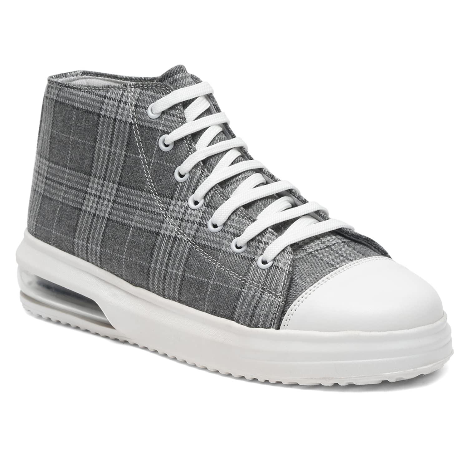 **MUTAQINOTI Men's Lightweight Canvas Sneakers - Lava Grey Checkered Casual Shoes for Running, Walking, Office & Dancing | Breathable & Comfortable for Daily Wear**