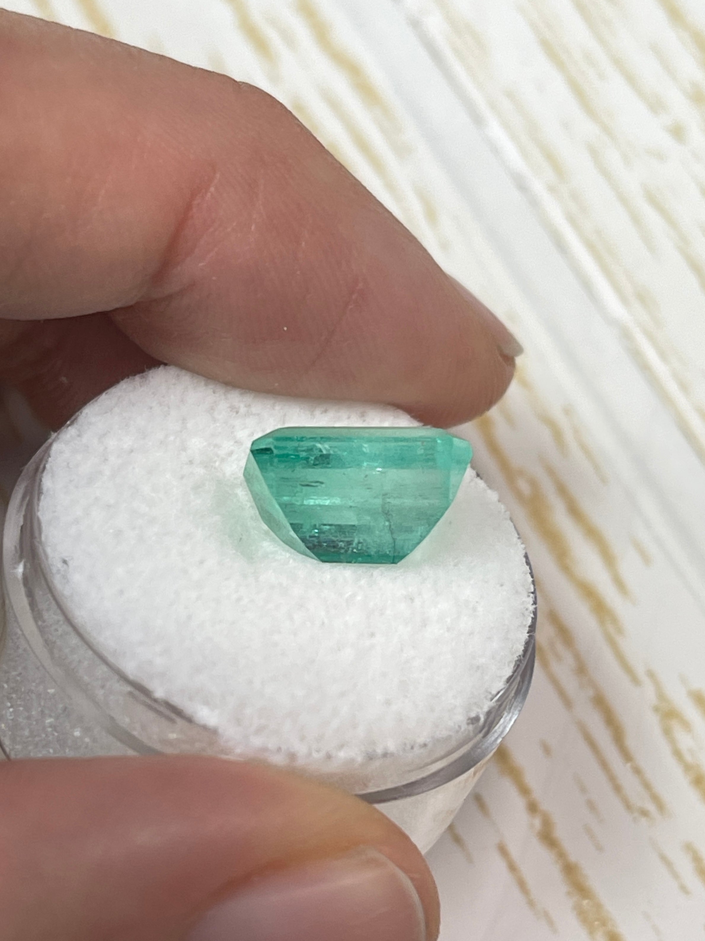 5.55 Carat 12x8mm Pastel Green Natural Loose Colombian Emerald Gemstone - Emerald Cut for Jewelry Making, Engagement Rings & Luxury Gifts