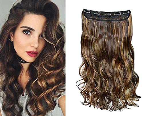 Pelo Hair Extension 5 Clips - Golden Brown Human Hair Extensions for Women & Girls | Perfect for Parties, Weddings & Daily Styling