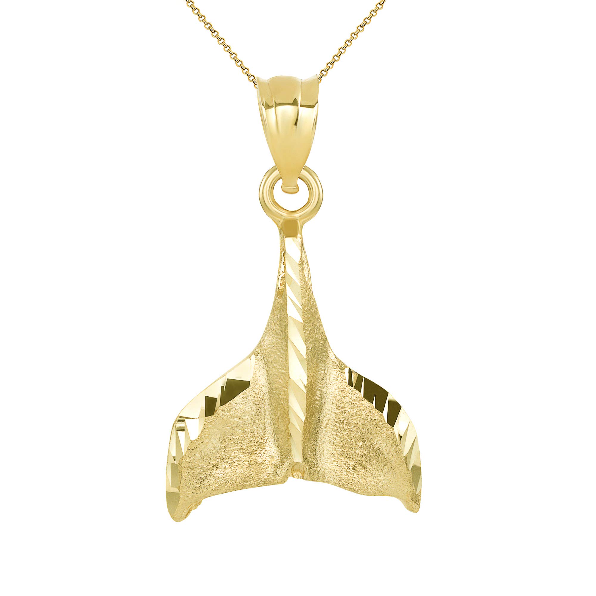 14K Gold Whale Tail Charm Pendant Necklace - Dainty Ocean Jewelry for Women, Perfect for Beach Vacations & Gift Giving