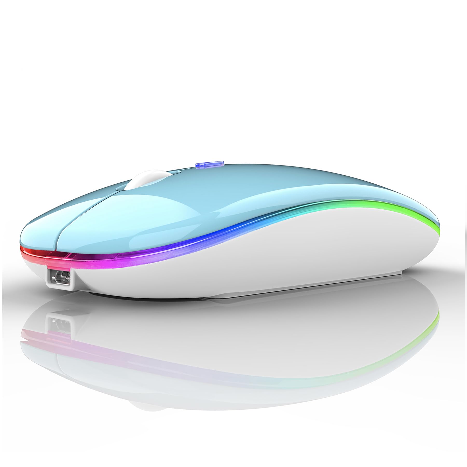 Wireless Bluetooth Mouse for Laptop, MacBook, iPad, PC - Compatible with MacBook Air/Pro, Windows, Chromebook (Blue & White) | Perfect for Office, Home, Travel & Remote Work