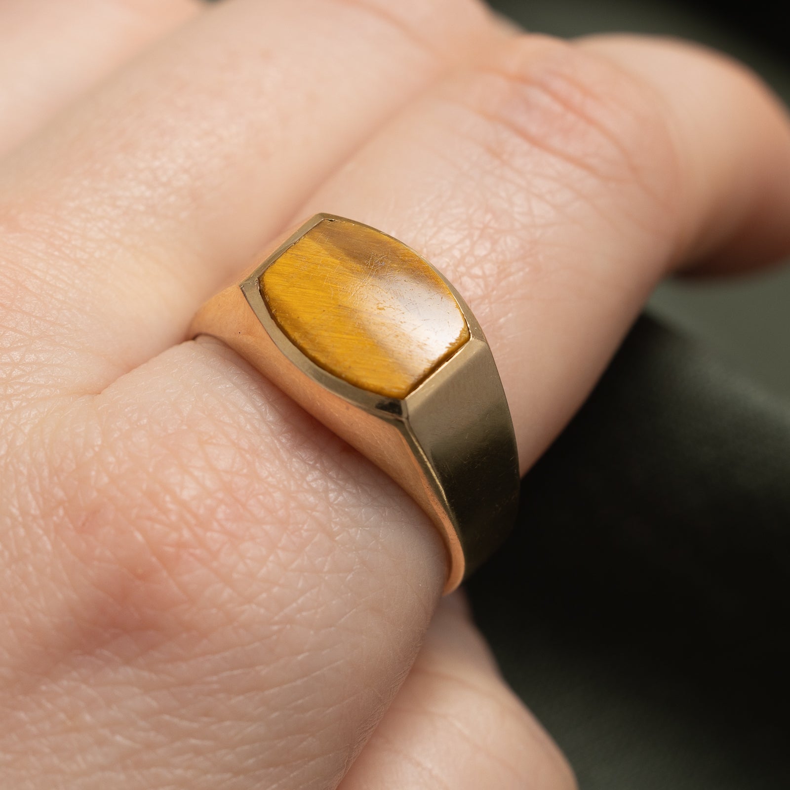 Tiger's Eye Signet Ring for Men - 1.40ct Natural Gemstone, Size 11, Handmade Sterling Silver Jewelry - Perfect for Gifts, Weddings & Everyday Wear