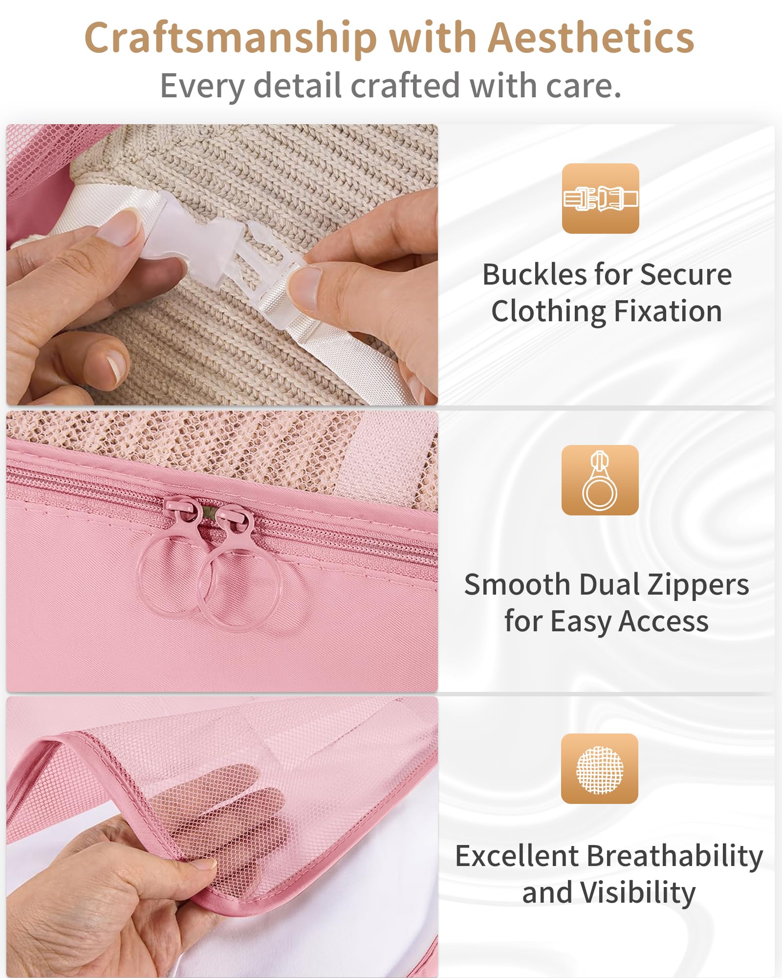 11-Piece Packing Cubes Set for Travel - Suitcase & Luggage Organizer Bags with Toiletry Bag | Travel Essentials in Pink | Perfect for Business Trips, Vacations & Weekend Getaways