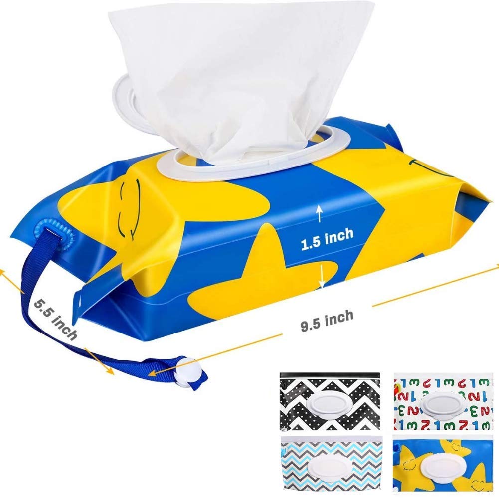4 Pack Reusable Wet Wipe Dispenser - Travel-Friendly Moist Tissue Holder for Baby Diaper Bags, On-the-Go Wipes Case | Perfect for Diaper Changes, Outdoor Adventures & Daily Hygiene