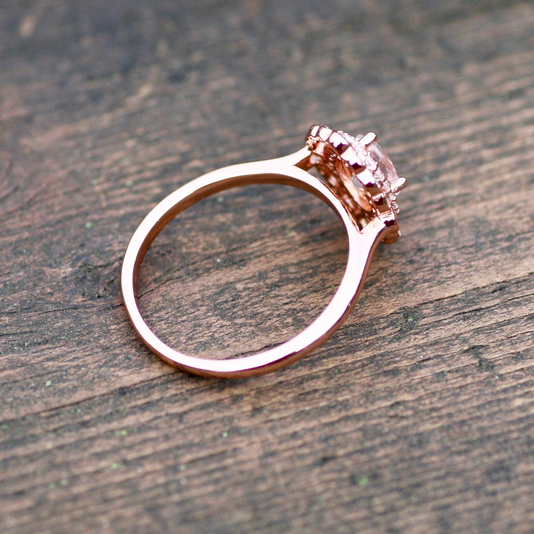 Natural Morganite Engagement Ring 14k Rose Gold Vermeil - Beryl Gemstone Jewelry for Women, Bridal, Wedding & Anniversary Gifts - Perfect for Proposals, Romantic Occasions & Special Celebrations
