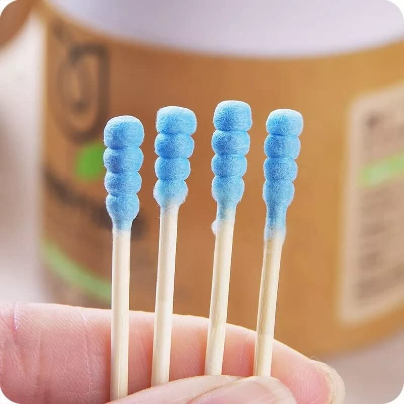 JIAVAXA 200 Pcs (400 Swabs) Bamboo Cotton Ear Buds - Soft, Non-Toxic, Biodegradable Ear Wax Cleaning & Makeup Removal Swabs for Adults & Babies | 100% Organic Cotton | Perfect for Ear Care, Cosmetic Application & Baby Hygiene