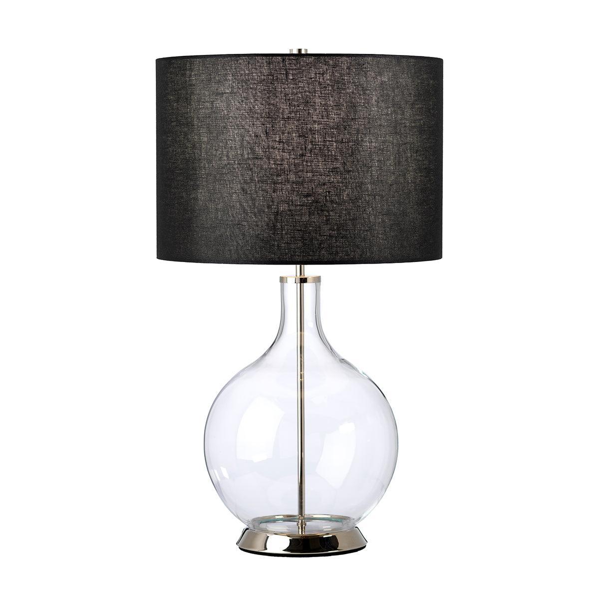 Elstead Orb 1 Nickel Table Lamp with Black Shade - Modern Lighting for Bedroom, Living Room & Office Decor
