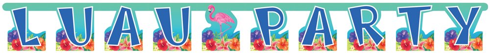 Creative Converting Large Jointed Party Banner - Tropical Luau Hibiscus Theme for Hawaiian Beach Parties, Poolside Decorations & Summer Celebrations
