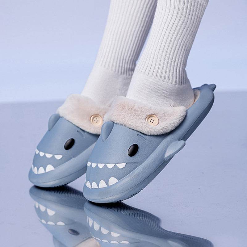 Kawaii Comfy Indoor Shark Slippers for Women & Men - Soft Plush House Shoes with Non-Slip Sole - Perfect for Home, Lounge, Dorm & Gift Giving