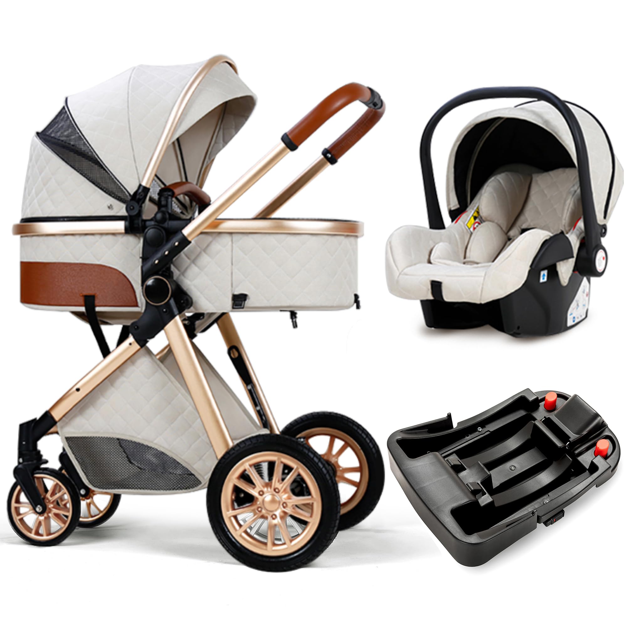 3 in 1 Baby Travel System - Lightweight Foldable Stroller with Reversible Seat & Reclining Function | Infant Pushchair for Newborns to Toddlers | Perfect for Shopping, Travel & Daily Walks