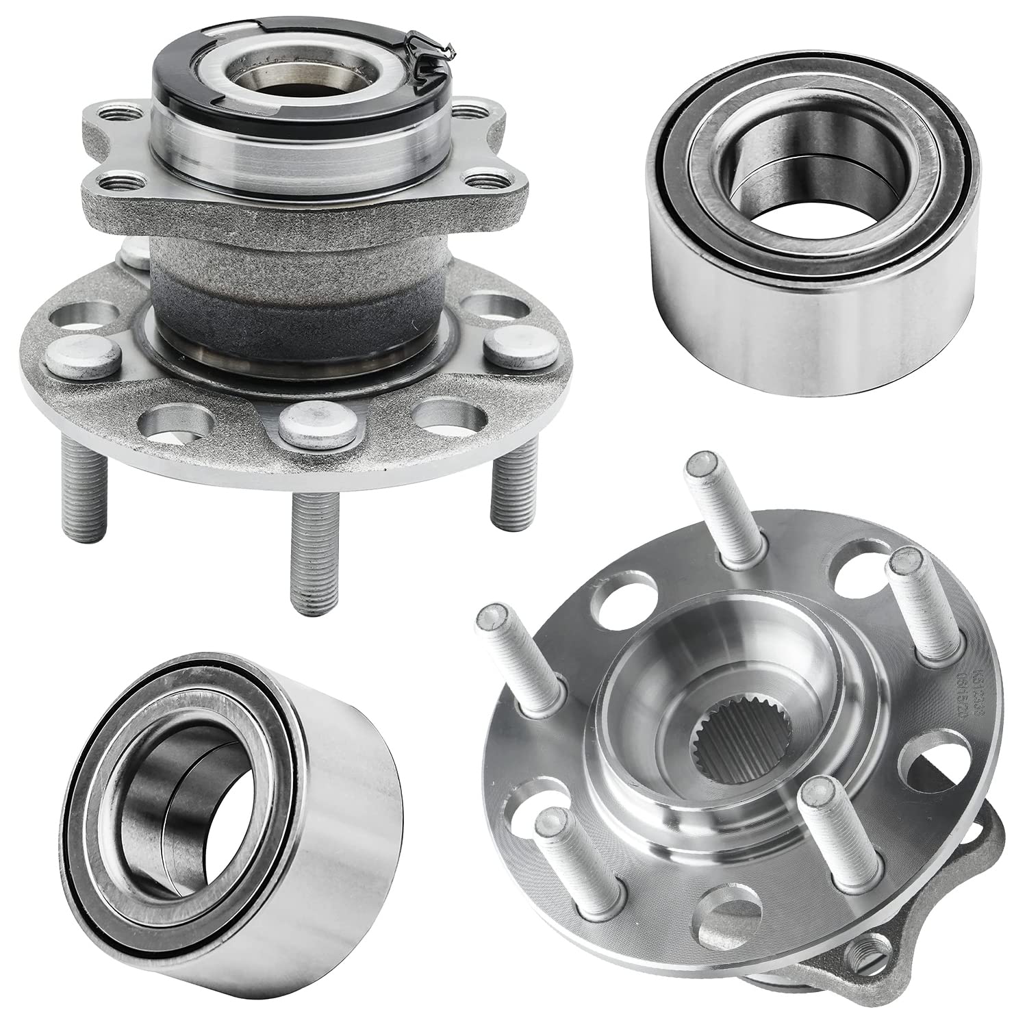 Detroit Axle 4-Piece Wheel Bearing Hub Kit - Compatible with 2007-2008 Dodge Caliber, 2007-2017 Jeep Compass & Patriot - Includes 2 Front & 2 Rear Wheel Bearings - Perfect for Off-Roading, Daily Commuting & Vehicle Maintenance