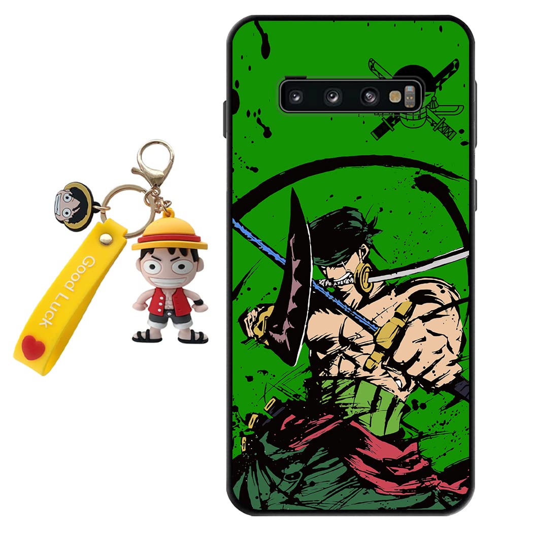 Premium Anime Design Soft Silicone Phone Case for Samsung Galaxy S10e - One Piece Figure Keychain Included | Trendy Cartoon Protective Cover | Perfect for Daily Use, School & Anime Fans
