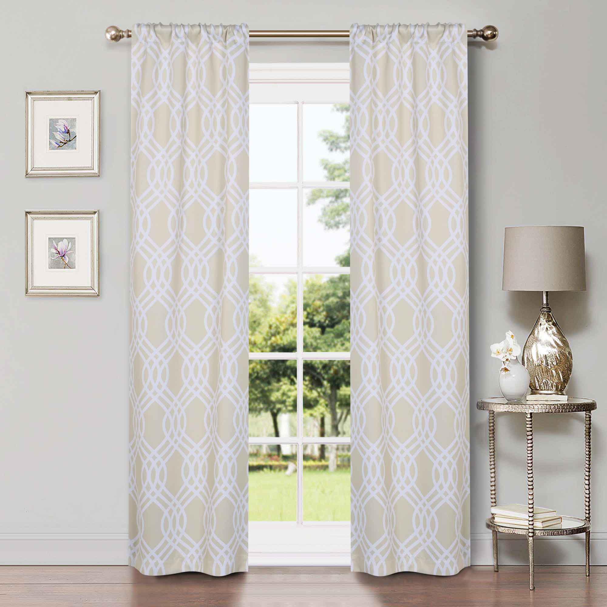 Blackout Curtains for Bedroom - Washable Room Darkening Ribbon Trellis Curtain Panel Set - Perfect for Nursery, Home Theater & Light Sleepers