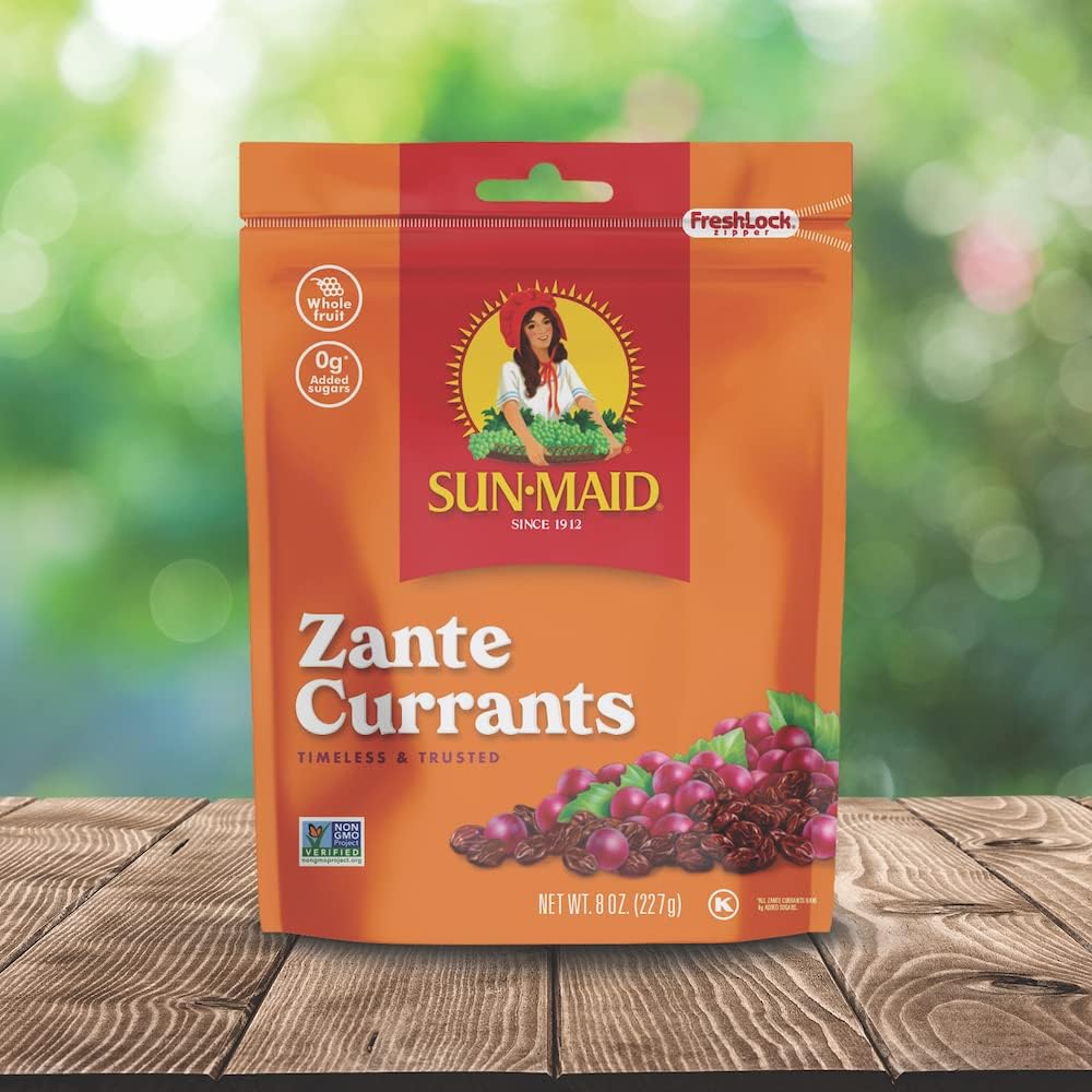 Sun-Maid California Sun-Dried Zante Currants (10 Pack) 8 oz Resealable Bags - All Natural Dried Fruit Snacks for Kids & Adults - Perfect for Lunch Boxes, Baking, Trail Mix & Healthy Snacking