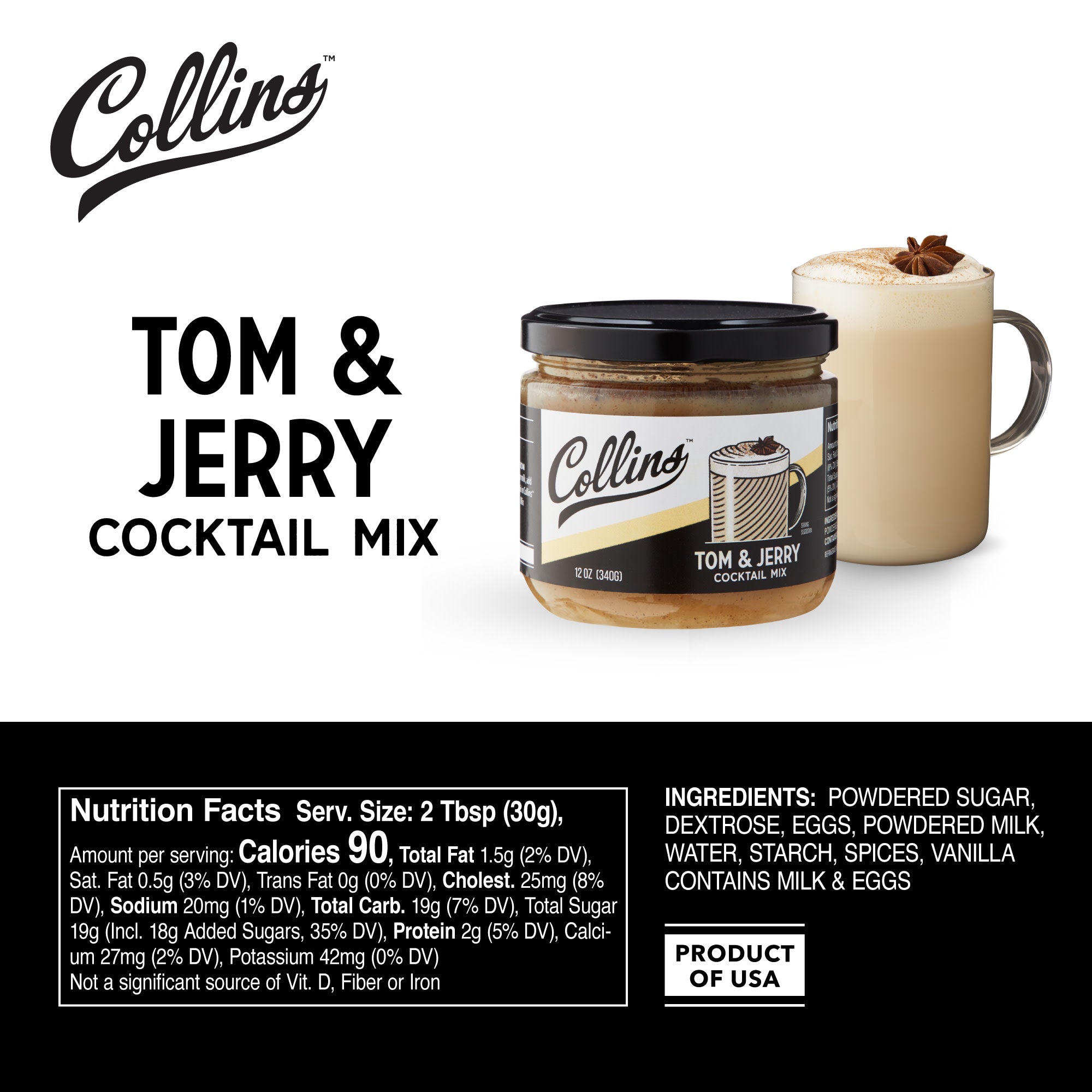 Tom & Jerry Cocktail Mix - Premium 12 oz Drink Mix for Holiday Parties, Christmas Gatherings & Winter Celebrations - Perfect for Hot Cocktails, Festive Drinks & Seasonal Entertaining