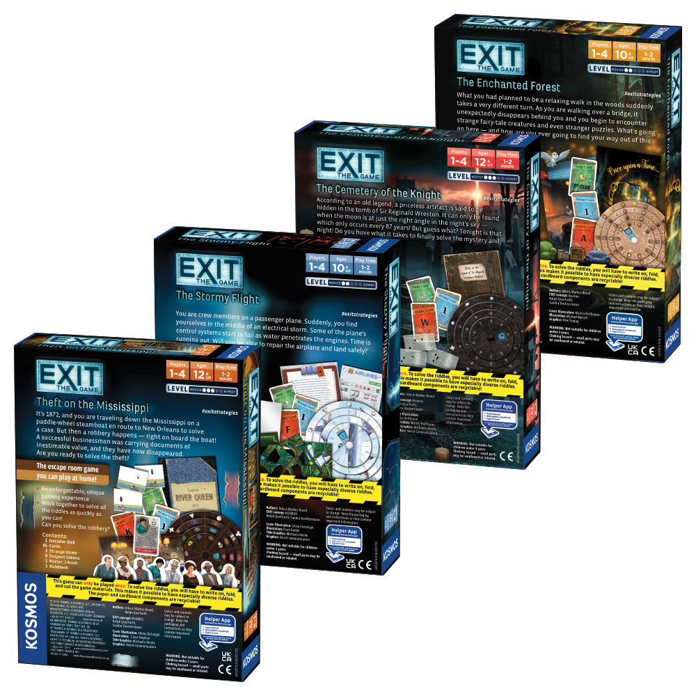EXIT: The Game – Season 4 Four-Pack Adventure Bundle | Theft on the Mississippi, The Stormy Flight, The Cemetery of the Knight & The Enchanted Forest | Escape Room Board Games for Family Game Night & Team Building