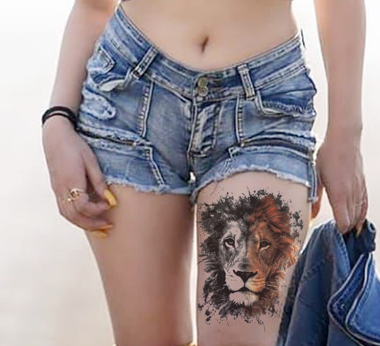 Waterproof Temporary Tattoo Stickers for Men & Women - Realistic 3D Flowers, Butterflies, Stars, Angels, Wolves & Armband Designs (21x15cm) | Perfect for Parties, Festivals, Cosplay & Body Art | HB-584X
