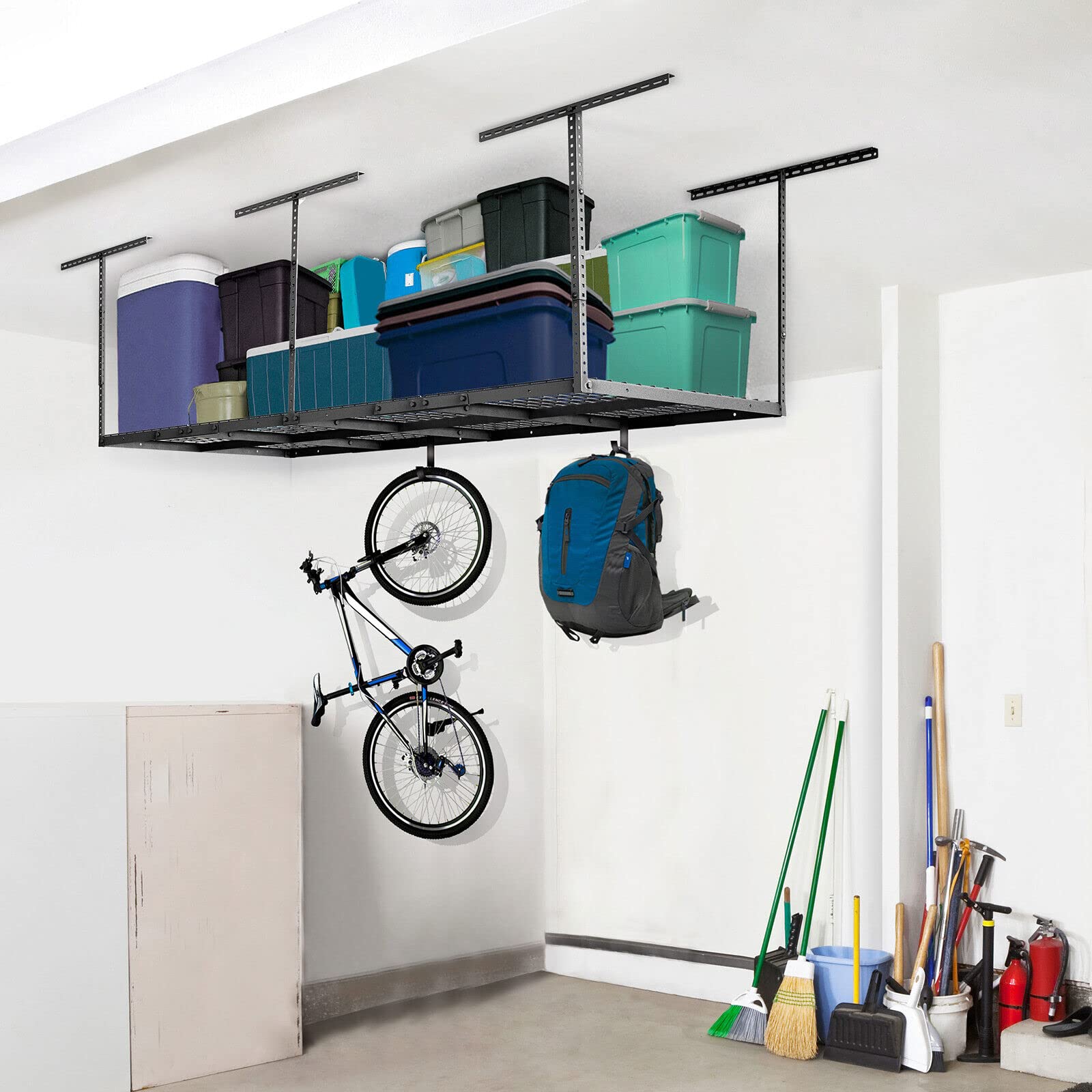 4x8 Overhead Garage Storage Rack - Heavy Duty Industrial Shelving Unit for Wall Mount, Tool Organization & Garage Storage Solutions - Perfect for Workshop, Basement, and Garage Organization