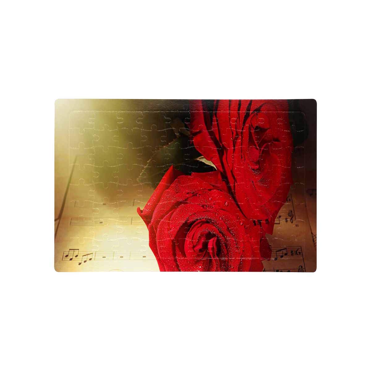 Personalized Photo Jigsaw Puzzle 80 Pieces - Custom Red Roses on Music Sheets Puzzle | Unique Gift for Anniversary, Valentine's Day & Home Decor | Fun Family Activity & Creative Wall Art