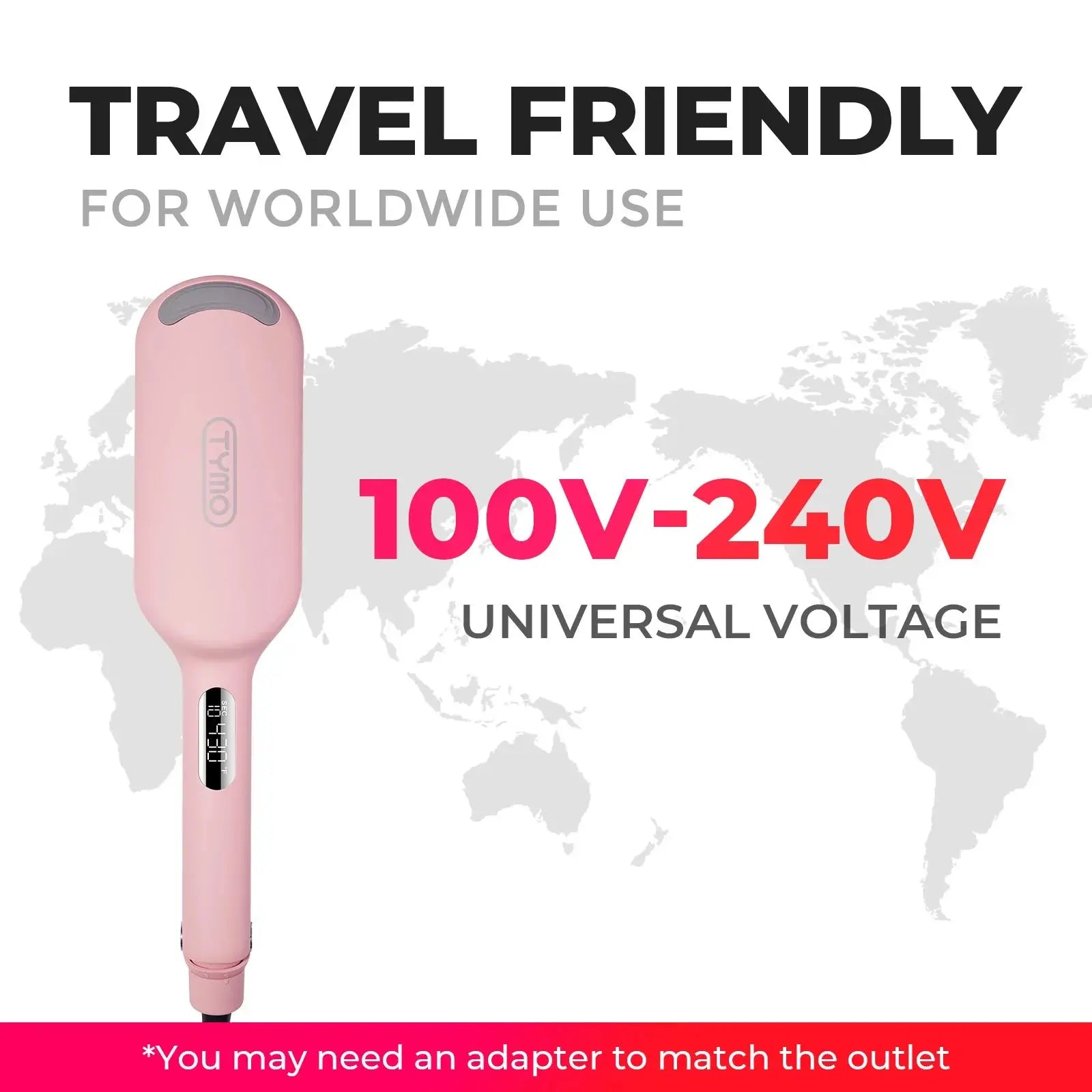 Tymo Rovy Hair Straightener Brush - Ionic Ceramic Flat Iron for Smooth & Shiny Hair, Fast Heating, Adjustable Temperature - Perfect for Home, Salon & Travel Styling