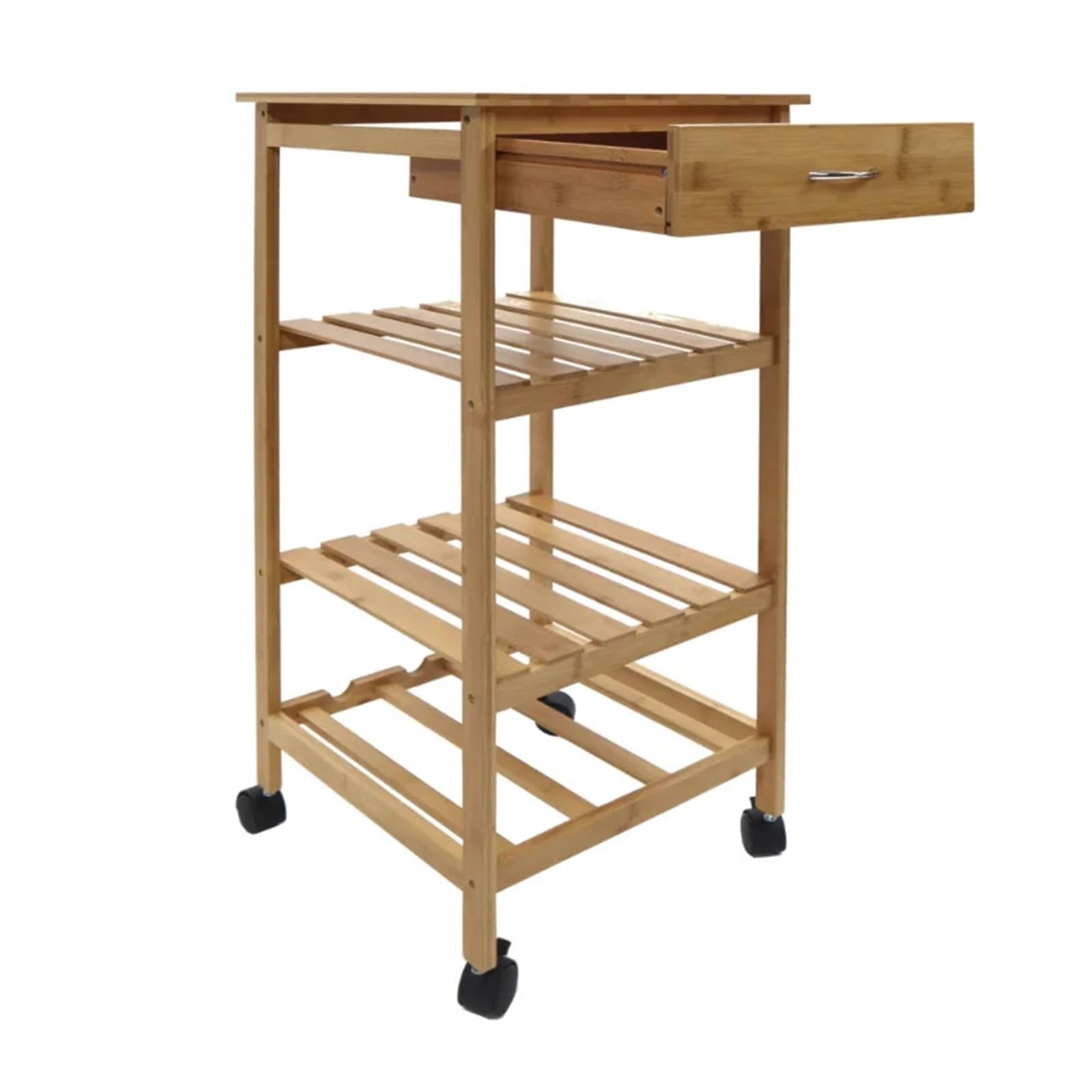Adjustable Rolling Kitchen Cart with Wine Rack - 3-Tier Mobile Storage Shelf for Food, Spices & Pantry Organization - Perfect for Small Spaces, Dining Rooms & Living Rooms - Multi-Functional Utility Cart for Home & Office Use