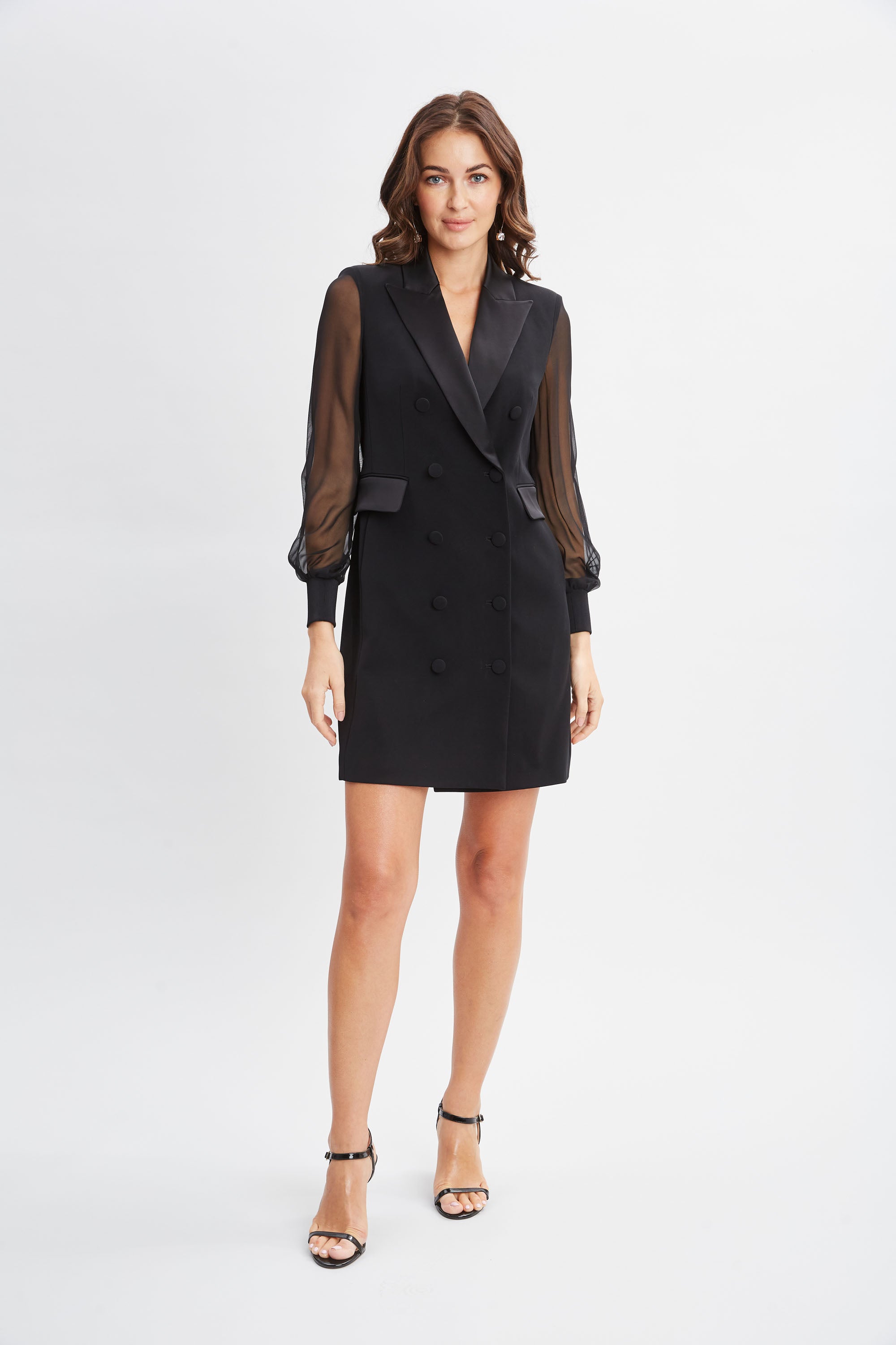 Elegant Chiffon Sleeve Blazer Dress for Women - Office Wear, Business Attire & Special Occasions