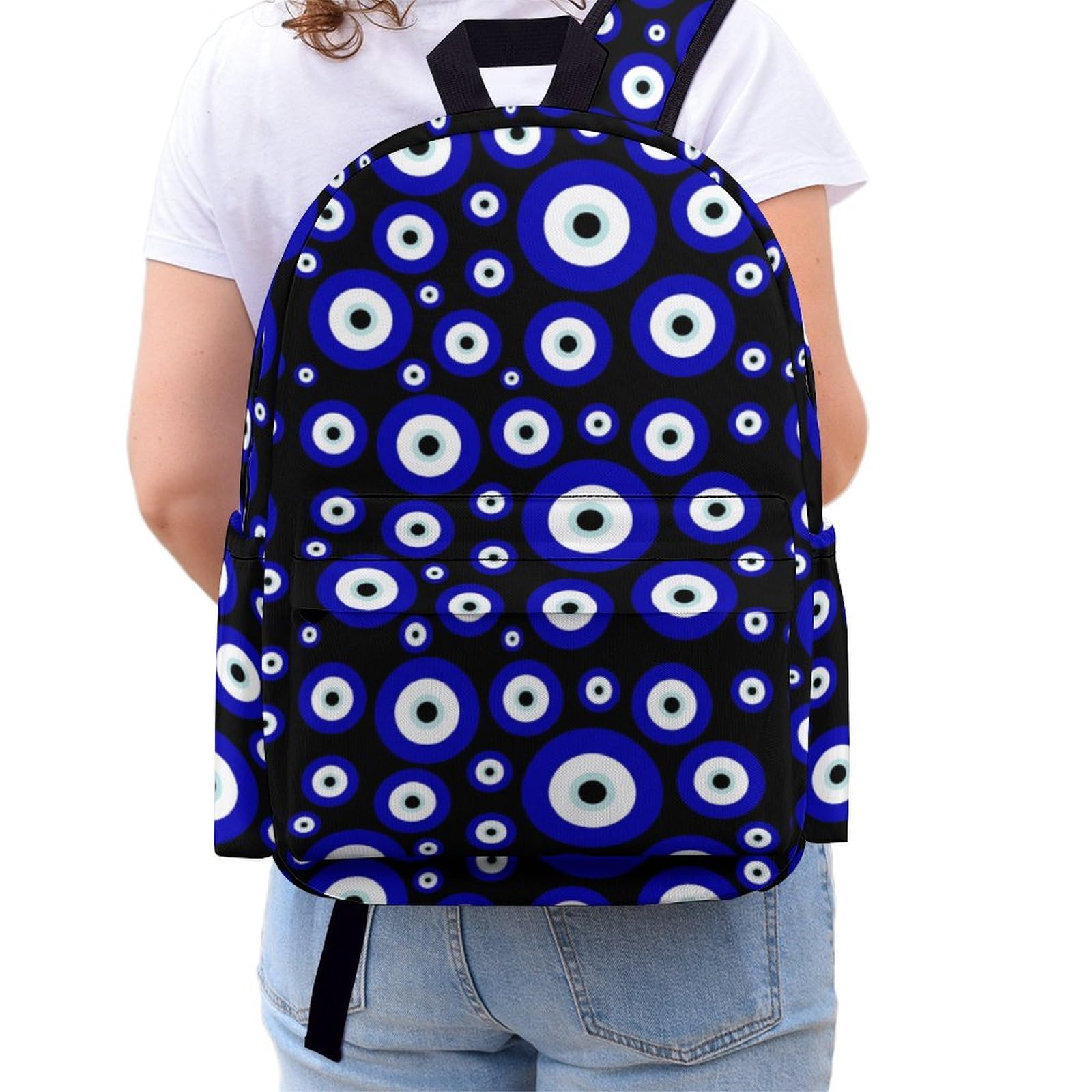 Menriaov Blue Evil Eye Backpack - Waterproof Laptop Backpack for Women & Men, 15.6 Inch Daypack for School, College, Work, Travel & Outdoor Activities - Durable Bookbag with Tablet Pocket