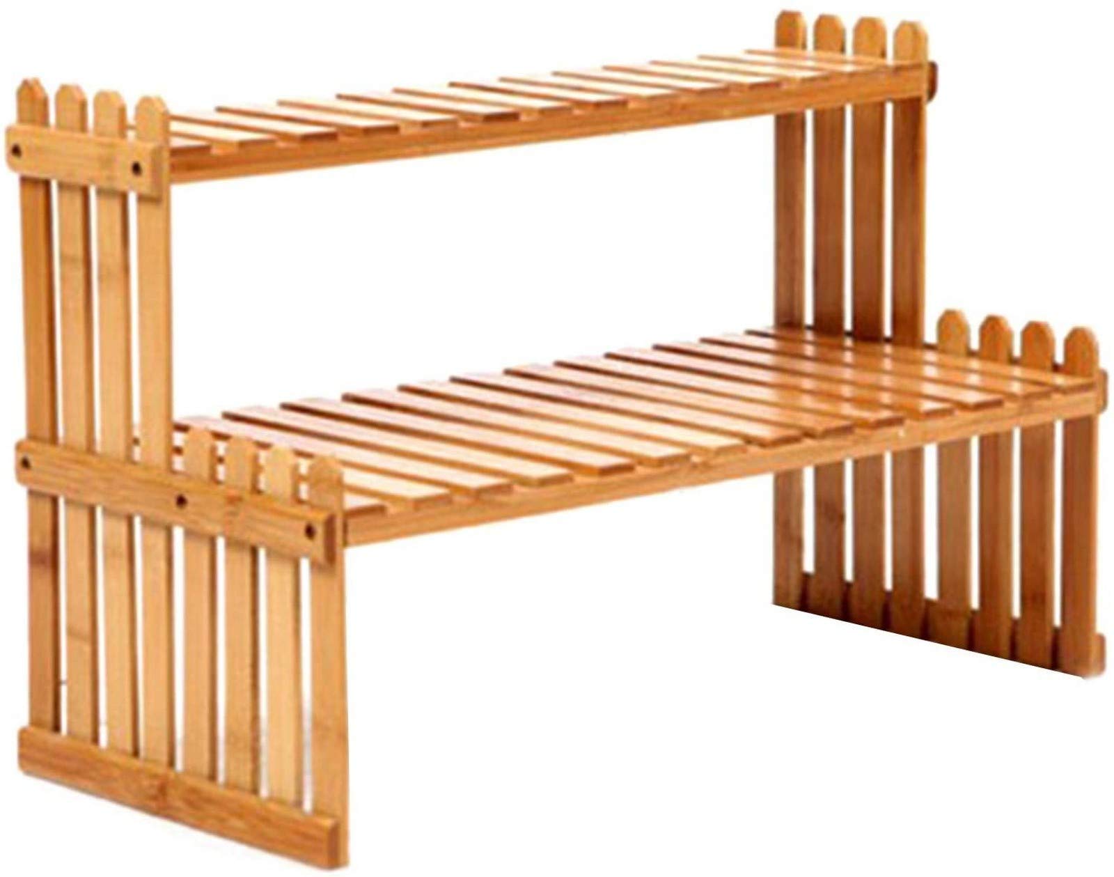 2-Tier Bamboo Spice Rack Organizer - Kitchen Countertop Storage Shelf for Spice Jars & Bottles - Space-Saving Home Decor for Pantry, Counter, or Dining Table Organization