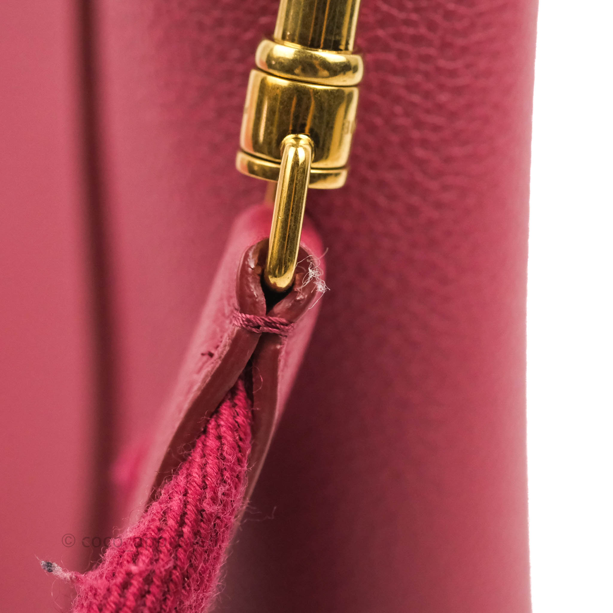 Celine Sangle Bucket Bag in Dark Pink Grained Calfskin with Gold Hardware - Stylish Women's Shoulder Bag for Work, Travel & Everyday Use