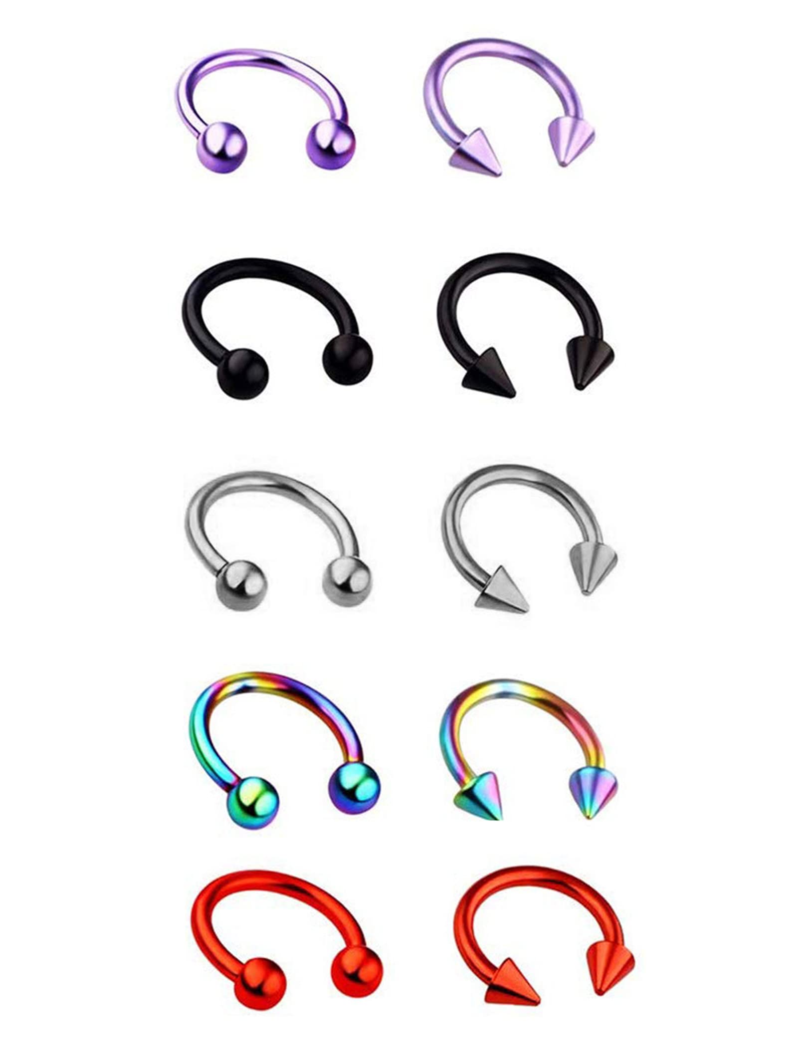 Stainless Steel Lip Rings for Women - Horseshoe, Monroe & Medusa Piercing Jewelry Set with Tragus Cartilage Earrings & Septum Hoop Nose Rings | Perfect for Teen Girls & Daily Wear | Great for Parties, Gifts & Alternative Fashion