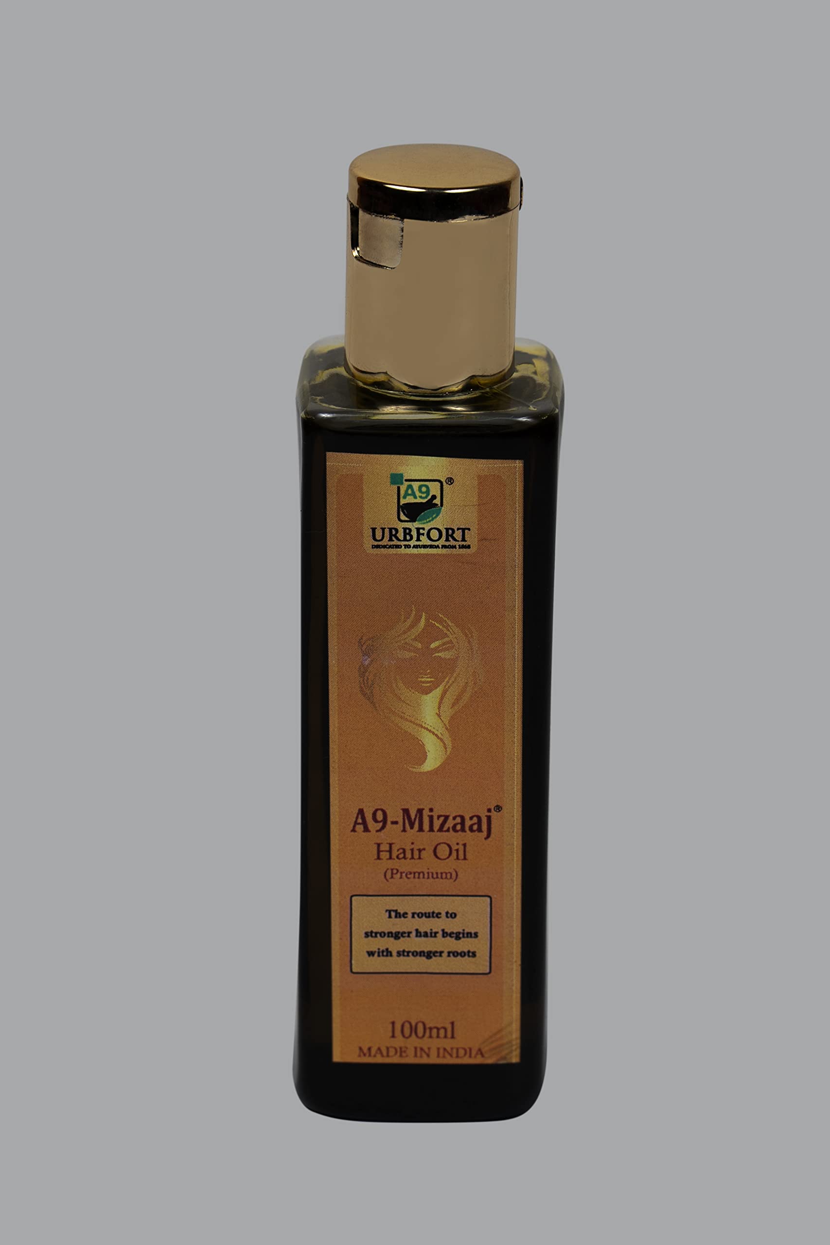 URBFORT Mizaaj Ayurvedic Hair Oil for Hair Growth & Hair Fall Control - Natural Ayurvedic Treatment for Lice & Dandruff - Contains Jata Masi Oil Extract - Promotes Healthy Scalp & Stronger Hair (100ml) - Perfect for Daily Hair Care & Scalp Massage